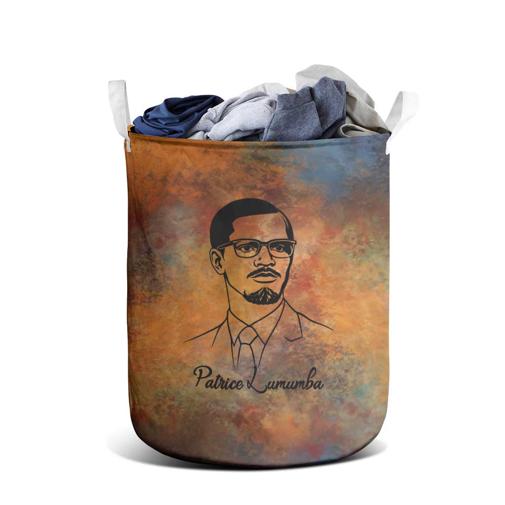 Patrice Lumumba Laundry Basket with Line Art Portrait and Truth Cannot Be Killed Inspirational Quote - African Pride