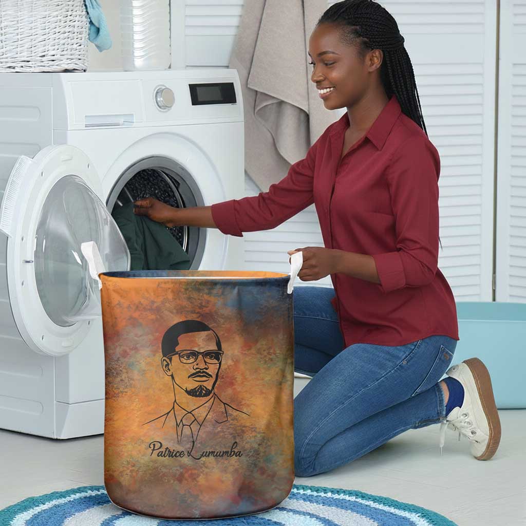 Patrice Lumumba Laundry Basket with Line Art Portrait and Truth Cannot Be Killed Inspirational Quote - African Pride