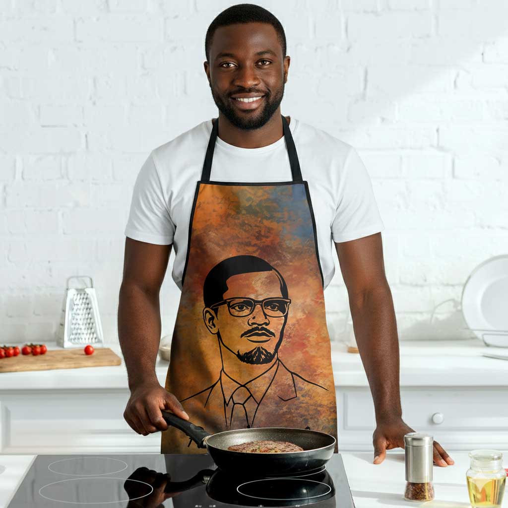 Patrice Lumumba Apron with Line Art Portrait and Truth Cannot Be Killed Inspirational Quote - African Pride