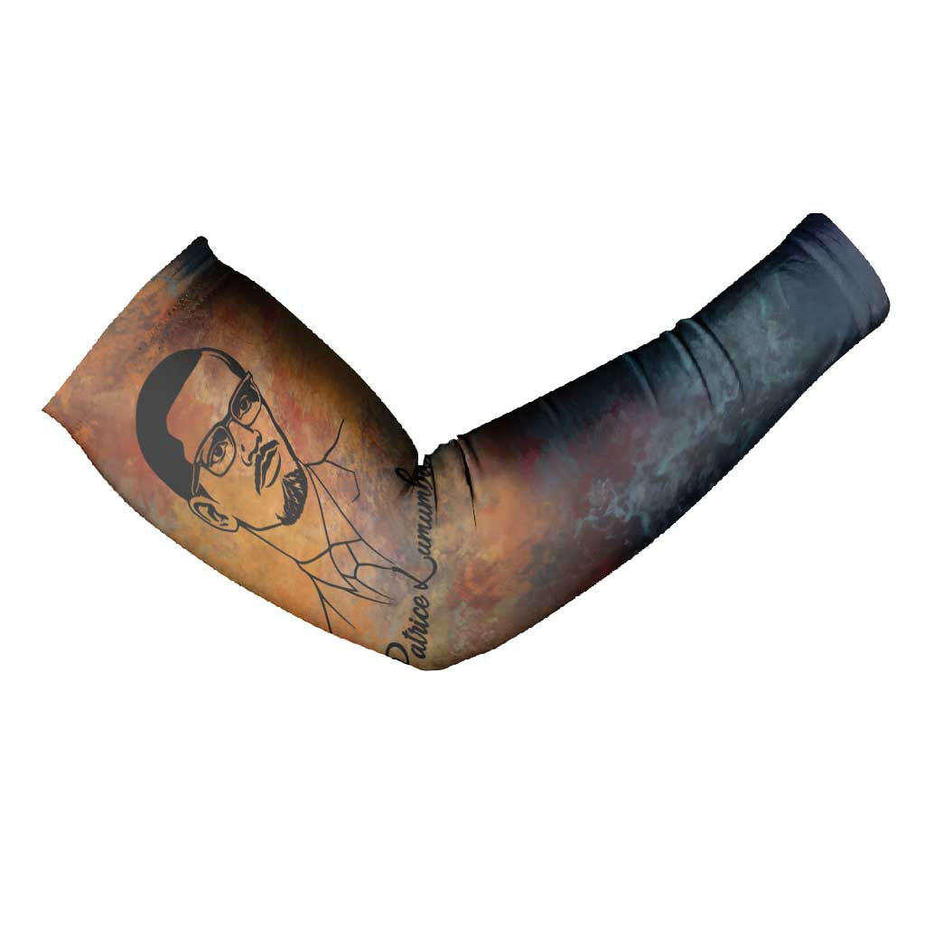 Patrice Lumumba Arm Sleeves with Line Art Portrait and Truth Cannot Be Killed Inspirational Quote - African Pride