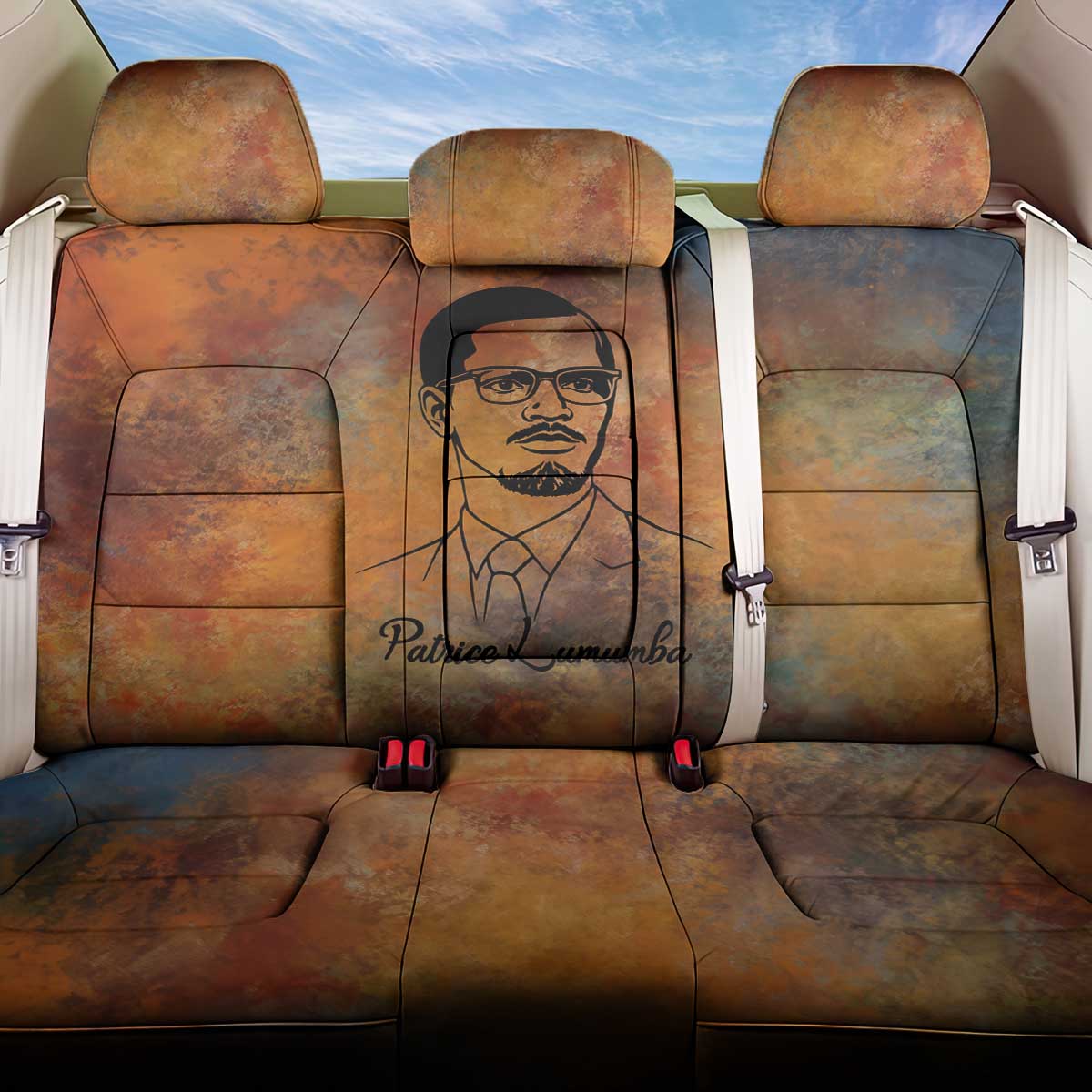 Patrice Lumumba Back Car Seat Cover with Line Art Portrait and Truth Cannot Be Killed Inspirational Quote - African Pride