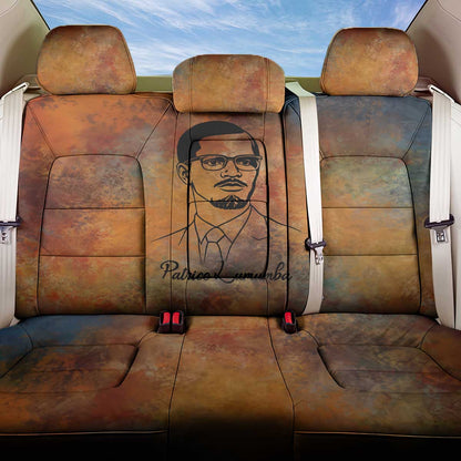 Patrice Lumumba Back Car Seat Cover with Line Art Portrait and Truth Cannot Be Killed Inspirational Quote - African Pride