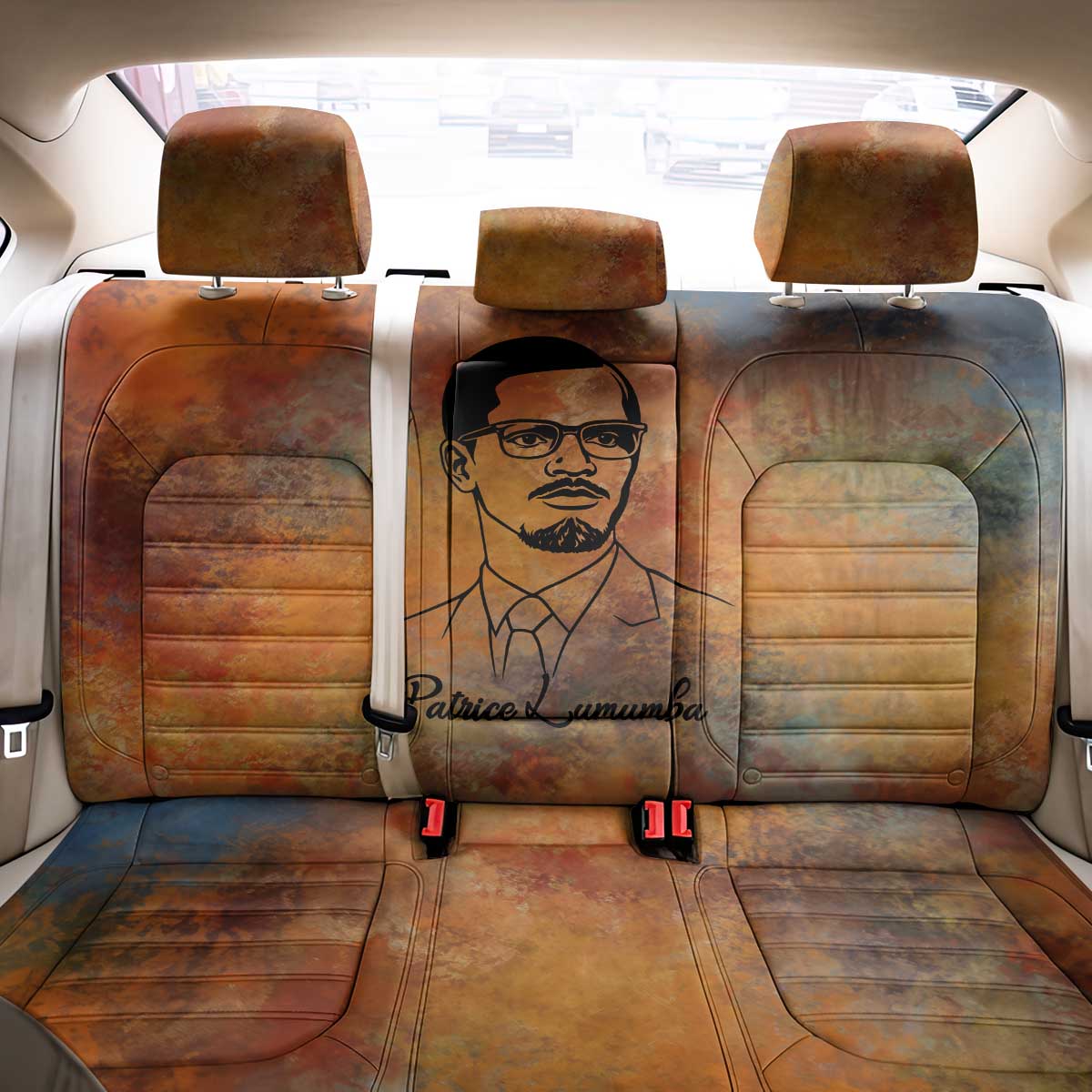 Patrice Lumumba Back Car Seat Cover with Line Art Portrait and Truth Cannot Be Killed Inspirational Quote - African Pride