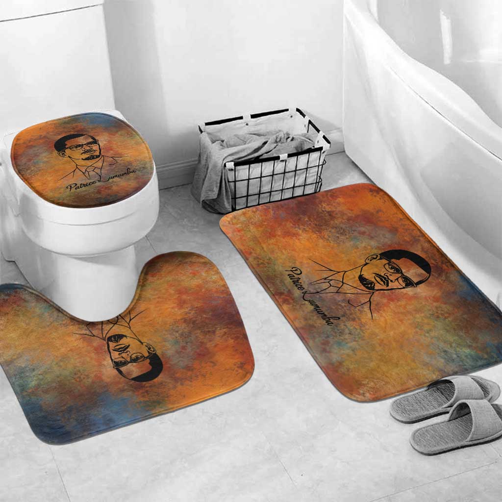 Patrice Lumumba Bathroom Set with Line Art Portrait and Truth Cannot Be Killed Inspirational Quote - African Pride