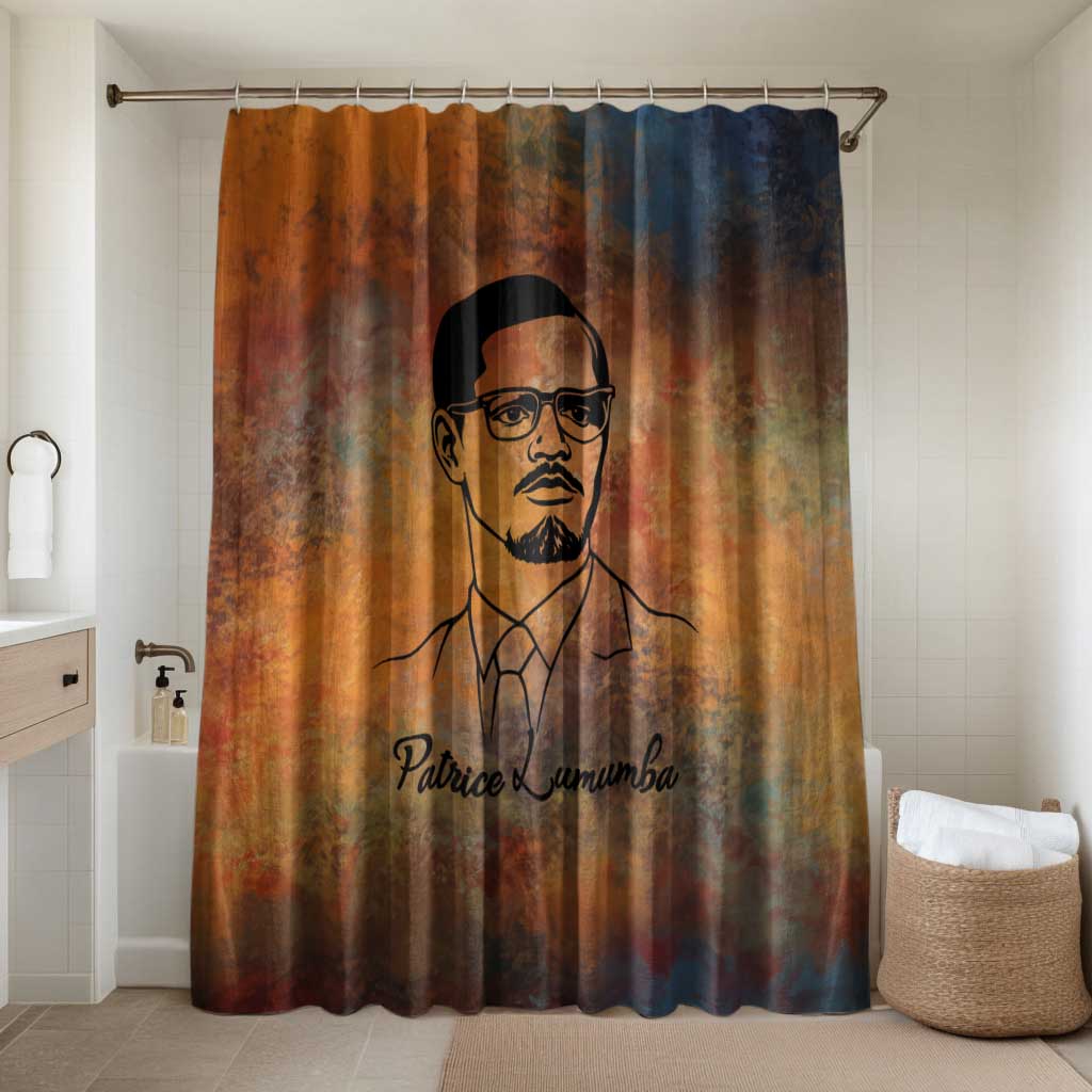 Patrice Lumumba Bathroom Set with Line Art Portrait and Truth Cannot Be Killed Inspirational Quote - African Pride