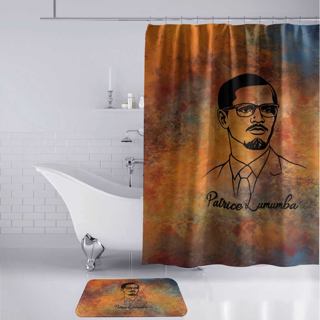 Patrice Lumumba Bathroom Set with Line Art Portrait and Truth Cannot Be Killed Inspirational Quote - African Pride