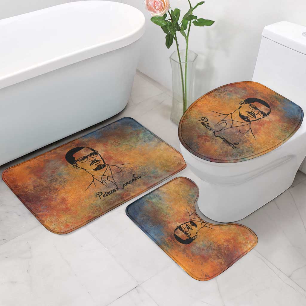 Patrice Lumumba Bathroom Set with Line Art Portrait and Truth Cannot Be Killed Inspirational Quote - African Pride