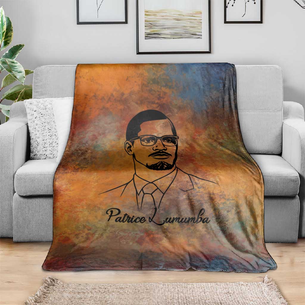 Patrice Lumumba Blanket with Line Art Portrait and Truth Cannot Be Killed Inspirational Quote - African Pride