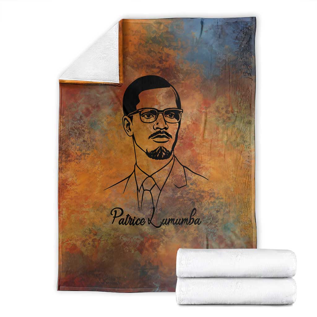 Patrice Lumumba Blanket with Line Art Portrait and Truth Cannot Be Killed Inspirational Quote - African Pride