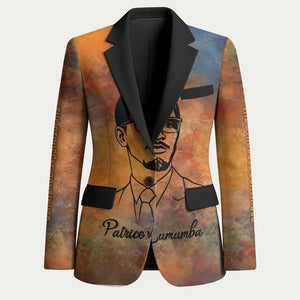 Patrice Lumumba Blazer with Line Art Portrait and Truth Cannot Be Killed Inspirational Quote - African Pride