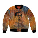 Patrice Lumumba Bomber Jacket with Line Art Portrait and Truth Cannot Be Killed Inspirational Quote - African Pride