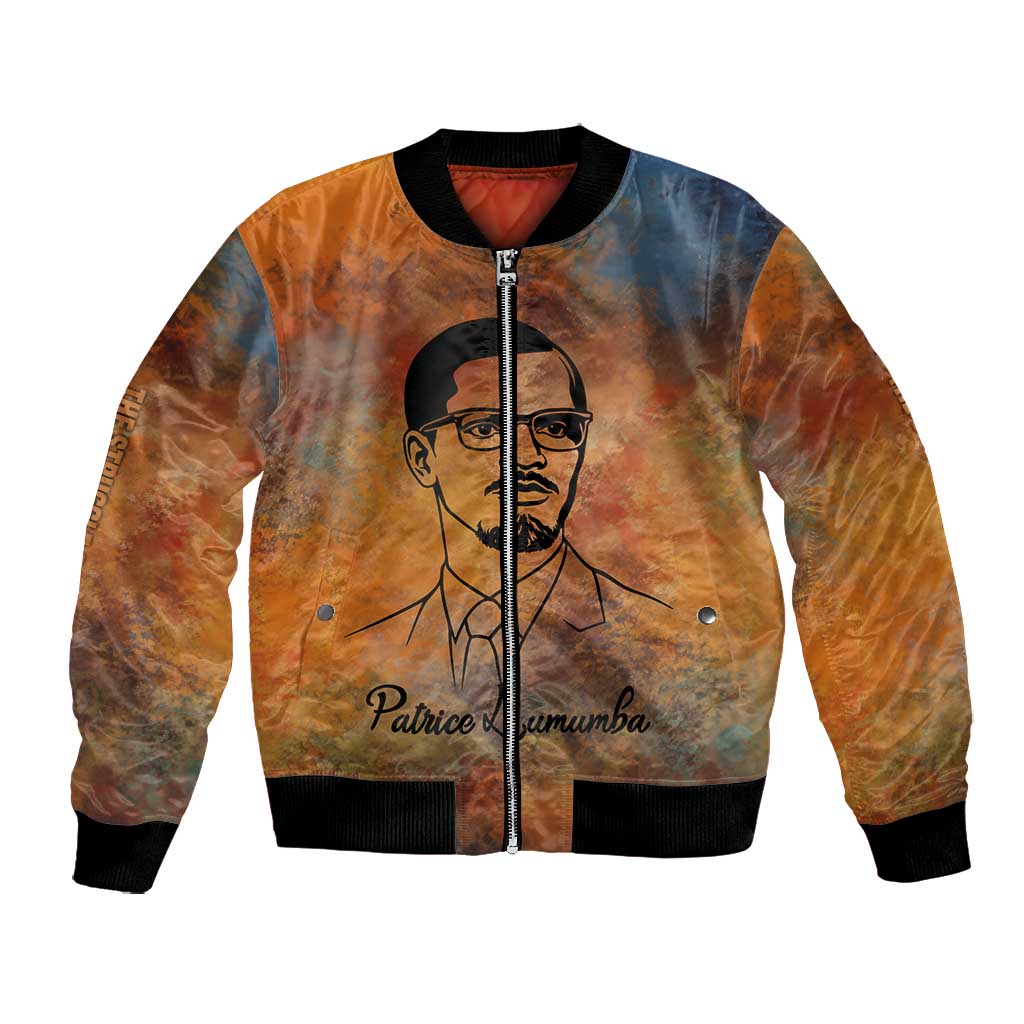 Patrice Lumumba Bomber Jacket with Line Art Portrait and Truth Cannot Be Killed Inspirational Quote - African Pride