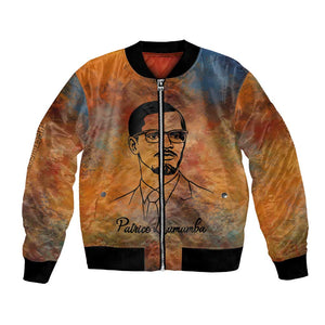 Patrice Lumumba Bomber Jacket with Line Art Portrait and Truth Cannot Be Killed Inspirational Quote - African Pride