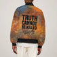 Patrice Lumumba Bomber Jacket with Line Art Portrait and Truth Cannot Be Killed Inspirational Quote - African Pride