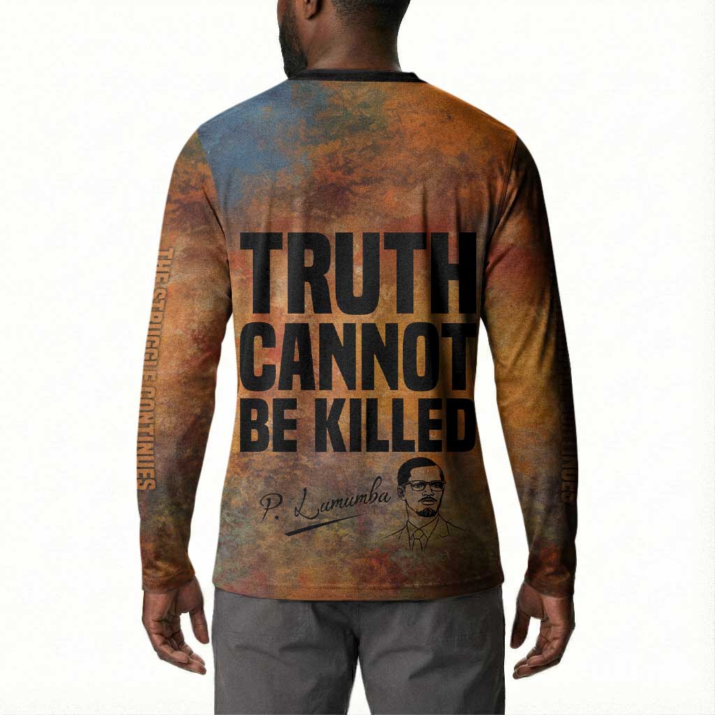 Patrice Lumumba Button Sweatshirt with Line Art Portrait and Truth Cannot Be Killed Inspirational Quote