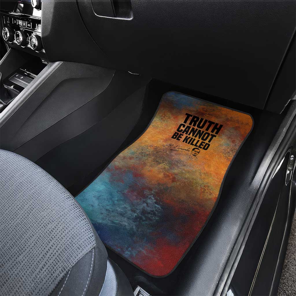 Patrice Lumumba Car Mats with Line Art Portrait and Truth Cannot Be Killed Inspirational Quote - African Pride