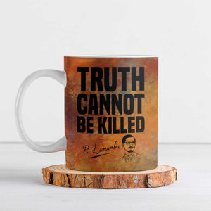 Patrice Lumumba Ceramic Mug with Line Art Portrait and Truth Cannot Be Killed Inspirational Quote - African Pride
