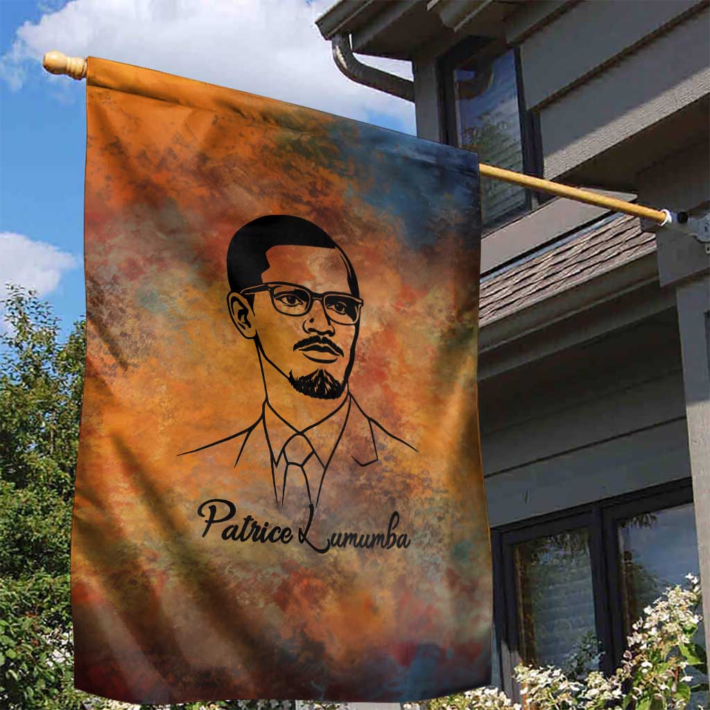 Patrice Lumumba Garden Flag with Line Art Portrait and Truth Cannot Be Killed Inspirational Quote - African Pride