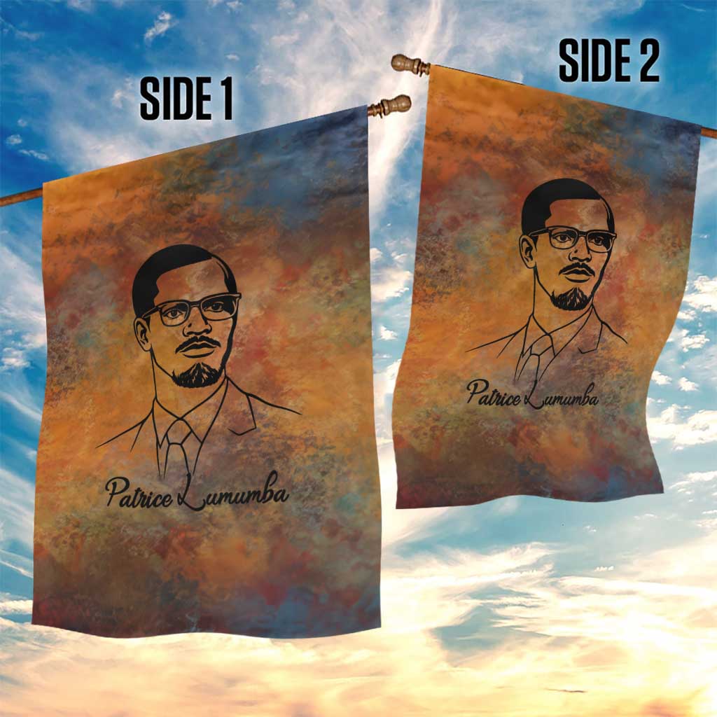 Patrice Lumumba Garden Flag with Line Art Portrait and Truth Cannot Be Killed Inspirational Quote - African Pride