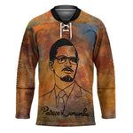 Patrice Lumumba Hockey Jersey with Line Art Portrait and Truth Cannot Be Killed Inspirational Quote - African Pride