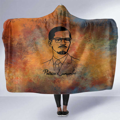 Patrice Lumumba Hooded Blanket with Line Art Portrait and Truth Cannot Be Killed Inspirational Quote - African Pride