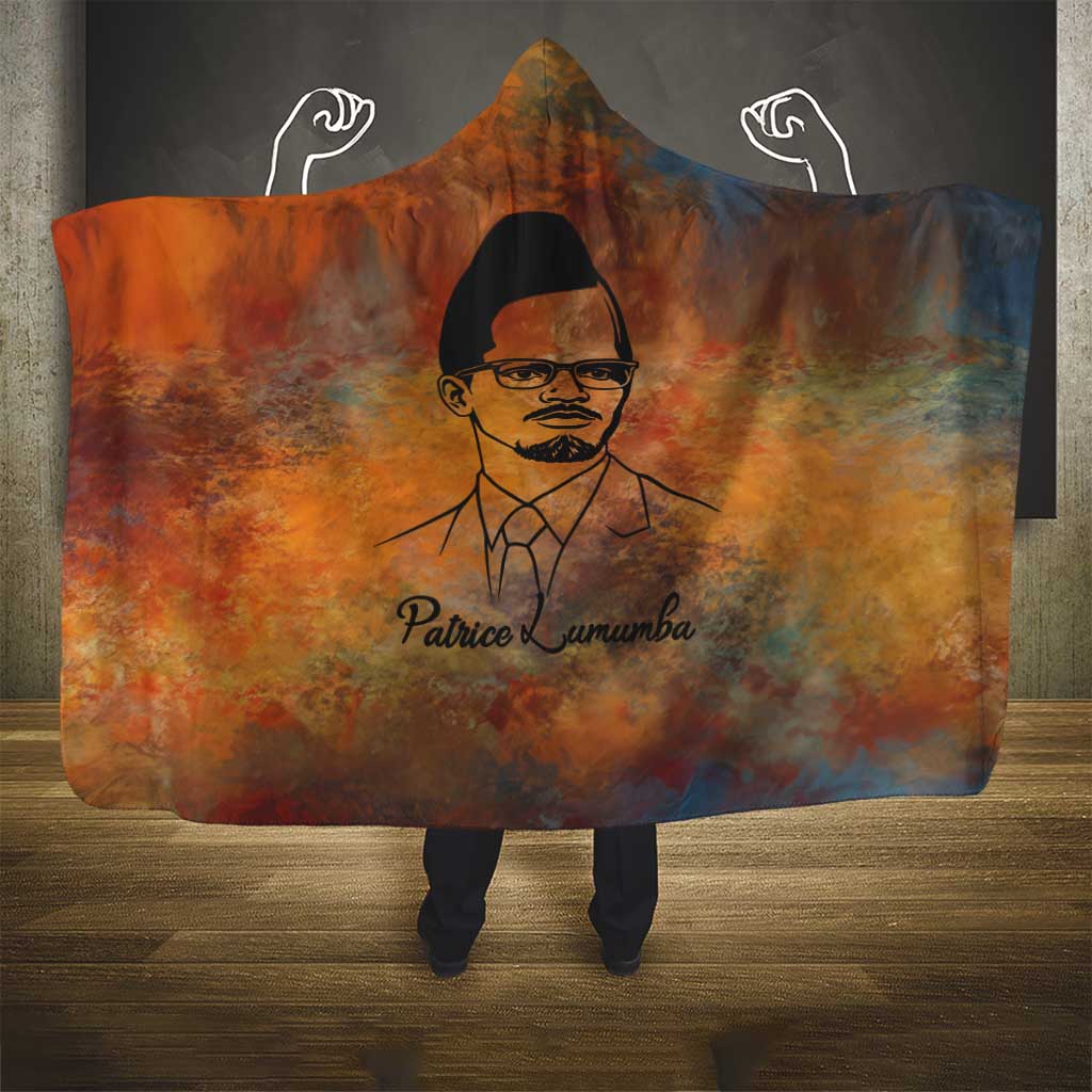 Patrice Lumumba Hooded Blanket with Line Art Portrait and Truth Cannot Be Killed Inspirational Quote - African Pride