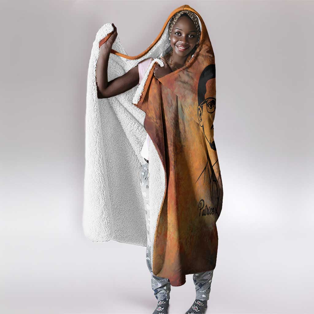 Patrice Lumumba Hooded Blanket with Line Art Portrait and Truth Cannot Be Killed Inspirational Quote - African Pride
