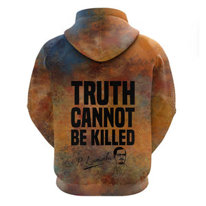 Patrice Lumumba Hoodie with Line Art Portrait and Truth Cannot Be Killed Inspirational Quote - African Pride