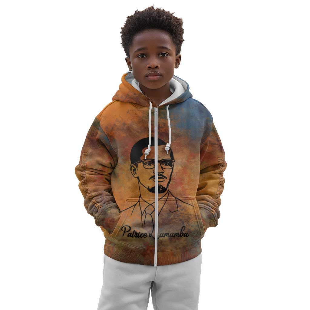 Patrice Lumumba Kid Hoodie with Line Art Portrait and Truth Cannot Be Killed Inspirational Quote - African Pride