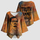 Patrice Lumumba Kimono Sleeve Blouse with Line Art Portrait and Truth Cannot Be Killed Inspirational Quote - African Pride
