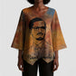 Patrice Lumumba Kimono Sleeve Blouse with Line Art Portrait and Truth Cannot Be Killed Inspirational Quote - African Pride
