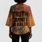 Patrice Lumumba Kimono Sleeve Blouse with Line Art Portrait and Truth Cannot Be Killed Inspirational Quote - African Pride