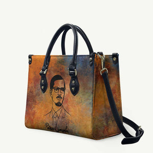 Patrice Lumumba Leather Bag with Line Art Portrait and Truth Cannot Be Killed Inspirational Quote - African Pride