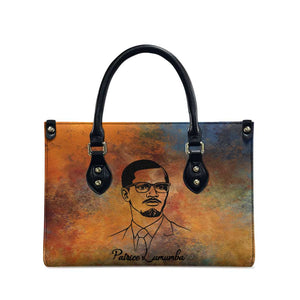 Patrice Lumumba Leather Bag with Line Art Portrait and Truth Cannot Be Killed Inspirational Quote - African Pride