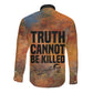 Patrice Lumumba Long Sleeve Button Shirt with Line Art Portrait and Truth Cannot Be Killed Inspirational Quote - African Pride