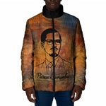 Patrice Lumumba Padded Jacket with Line Art Portrait and Truth Cannot Be Killed Inspirational Quote - African Pride