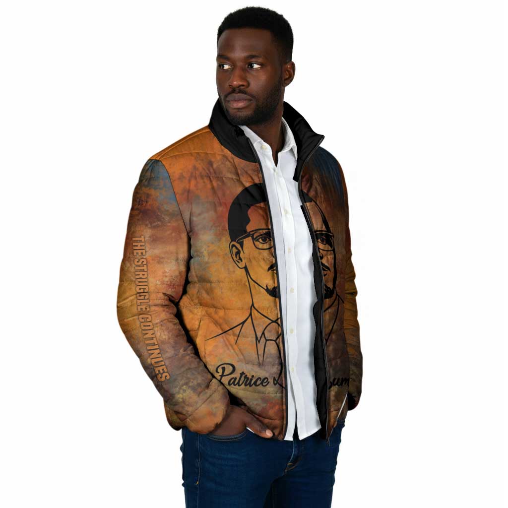 Patrice Lumumba Padded Jacket with Line Art Portrait and Truth Cannot Be Killed Inspirational Quote - African Pride