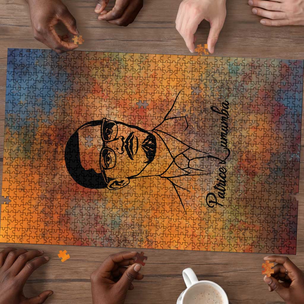 Patrice Lumumba Puzzle with Line Art Portrait and Truth Cannot Be Killed Inspirational Quote - African Pride