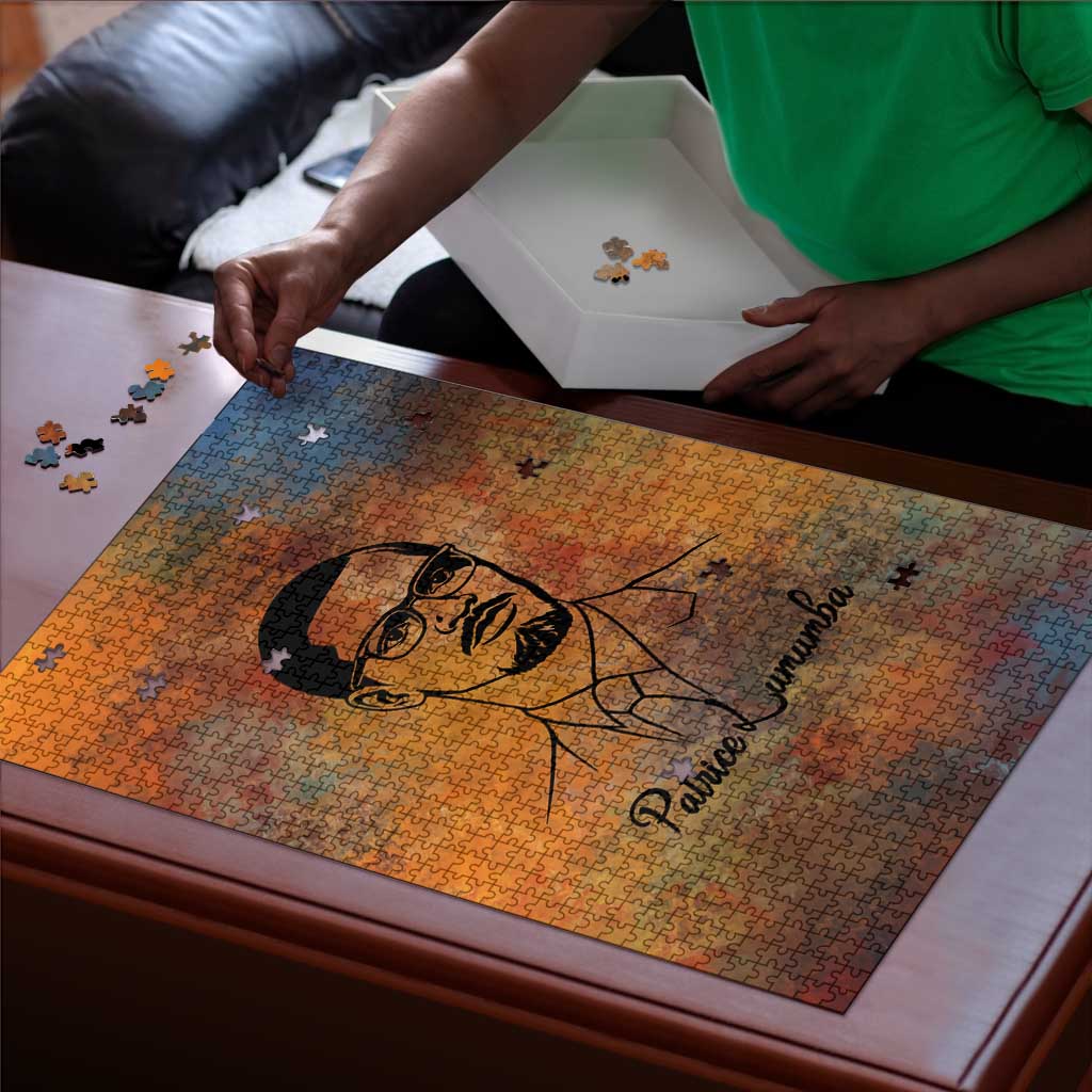 Patrice Lumumba Puzzle with Line Art Portrait and Truth Cannot Be Killed Inspirational Quote - African Pride