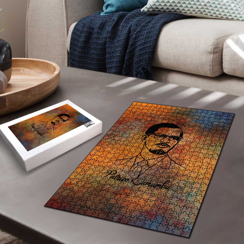 Patrice Lumumba Puzzle with Line Art Portrait and Truth Cannot Be Killed Inspirational Quote - African Pride