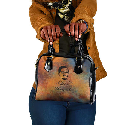Patrice Lumumba Shoulder Handbag with Line Art Portrait and Truth Cannot Be Killed Inspirational Quote - African Pride