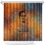 Patrice Lumumba Shower Curtain with Line Art Portrait and Truth Cannot Be Killed Inspirational Quote - African Pride