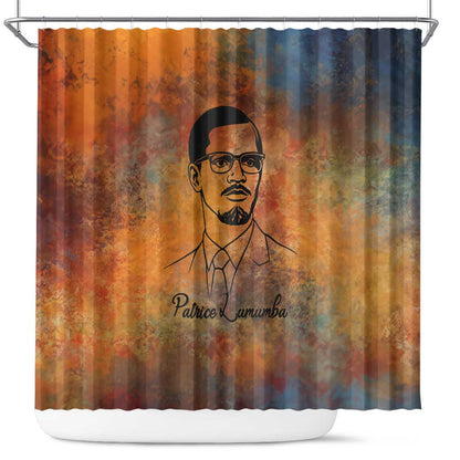 Patrice Lumumba Shower Curtain with Line Art Portrait and Truth Cannot Be Killed Inspirational Quote - African Pride
