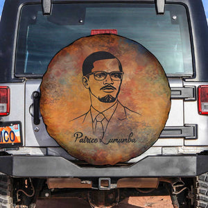 Patrice Lumumba Spare Tire Cover with Line Art Portrait and Truth Cannot Be Killed Inspirational Quote - African Pride