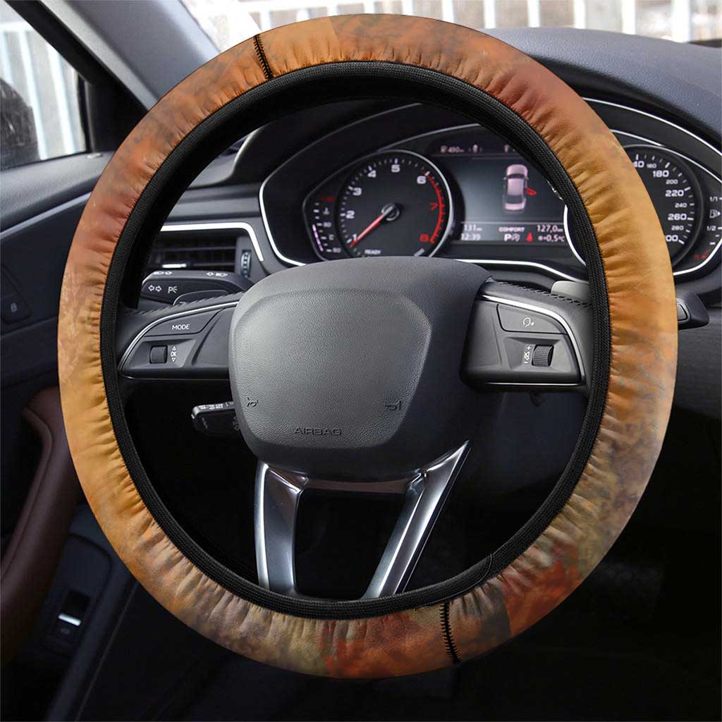 Patrice Lumumba Steering Wheel Cover with Line Art Portrait and Truth Cannot Be Killed Inspirational Quote - African Pride