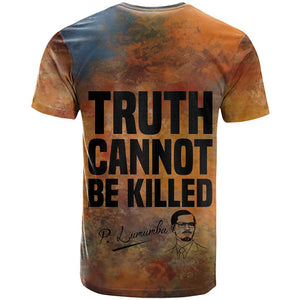 Patrice Lumumba T shirt with Line Art Portrait and Truth Cannot Be Killed Inspirational Quote - African Pride