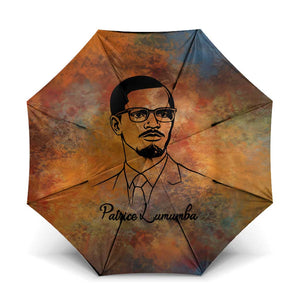 Patrice Lumumba Umbrella with Line Art Portrait and Truth Cannot Be Killed Inspirational Quote - African Pride