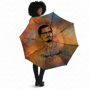 Patrice Lumumba Umbrella with Line Art Portrait and Truth Cannot Be Killed Inspirational Quote - African Pride