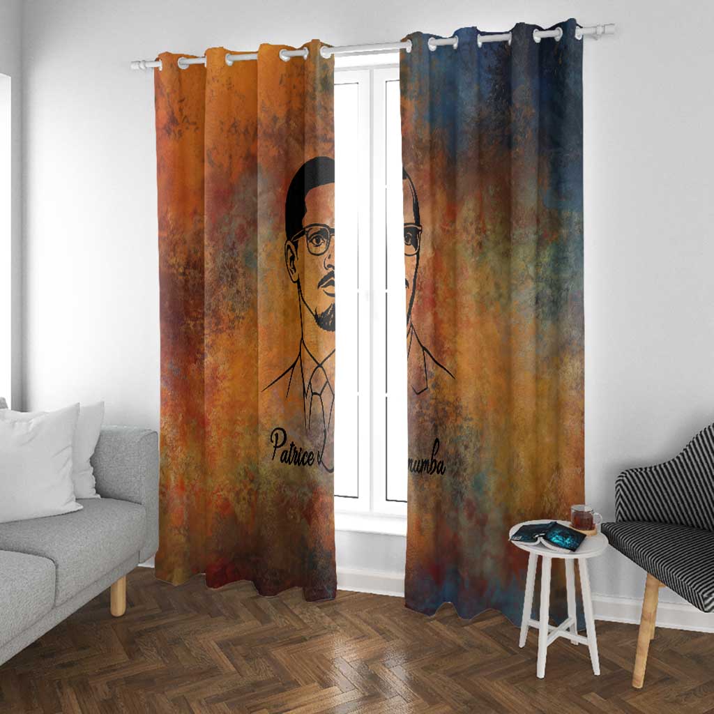 Patrice Lumumba Window Curtain with Line Art Portrait and Truth Cannot Be Killed Inspirational Quote - African Pride