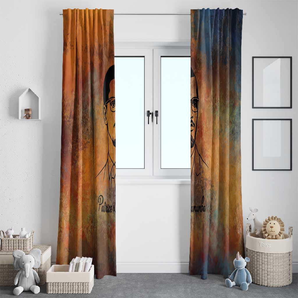 Patrice Lumumba Window Curtain with Line Art Portrait and Truth Cannot Be Killed Inspirational Quote - African Pride